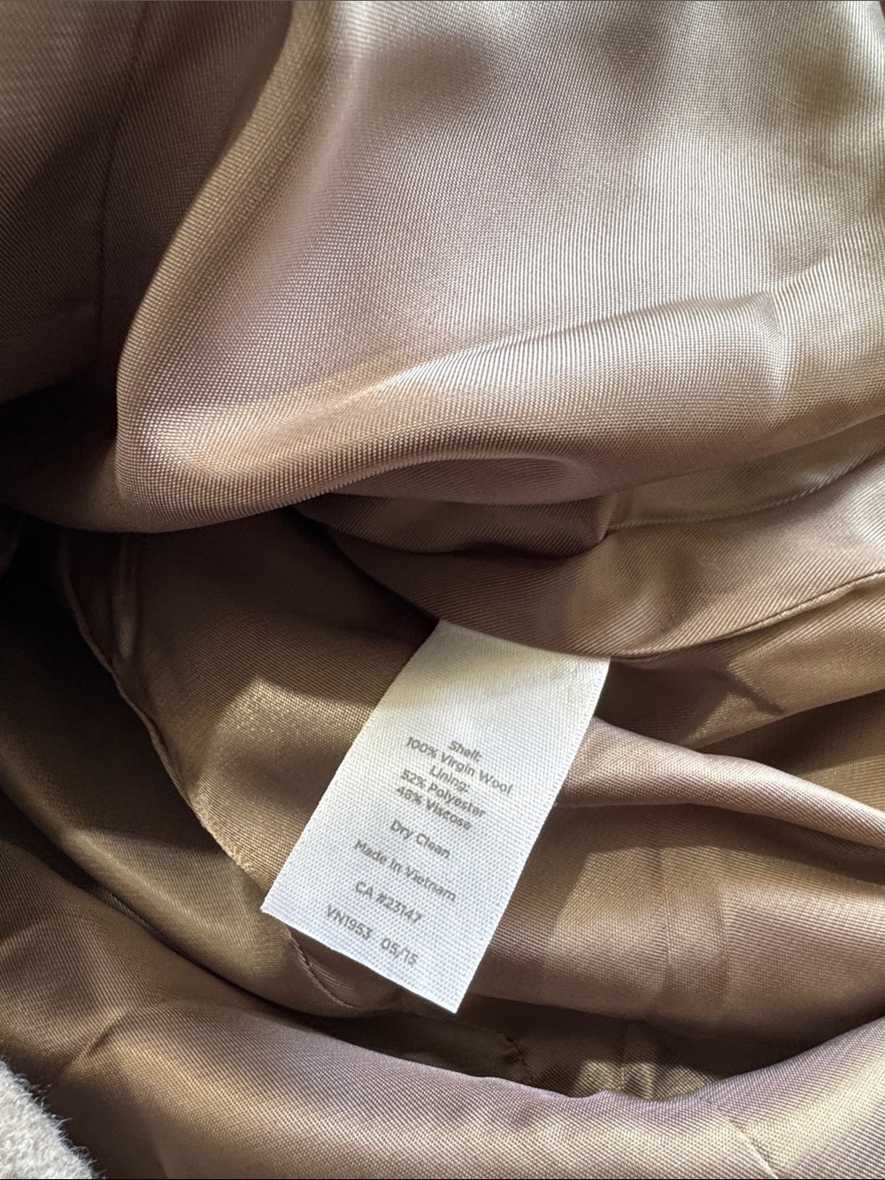 Talbots Italian Fabric Virgin Wool Blend Long Coat Taupe Brown Size 20 Classic - Picture 8 of 13